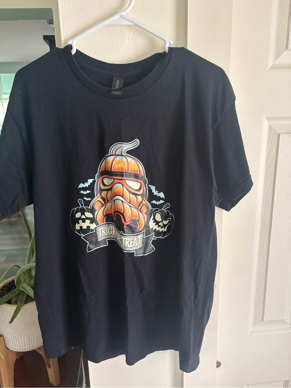 Women’s Black Halloween Pumpkin Stormtrooper Graphic Tee